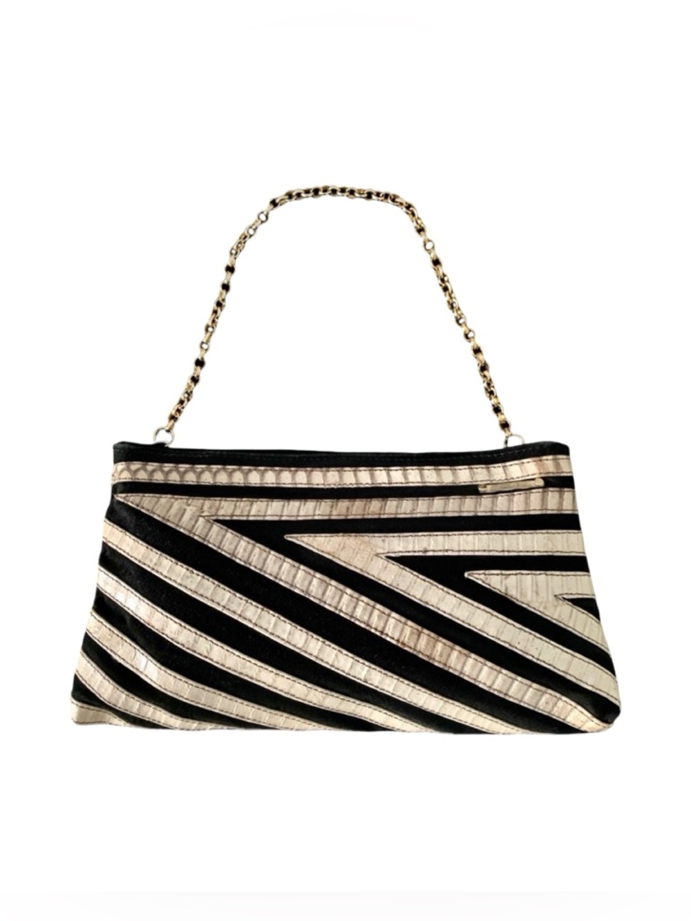 Luxury Cris Barros Designer Clutch Bag – Genuine Python and Black Suede Leather